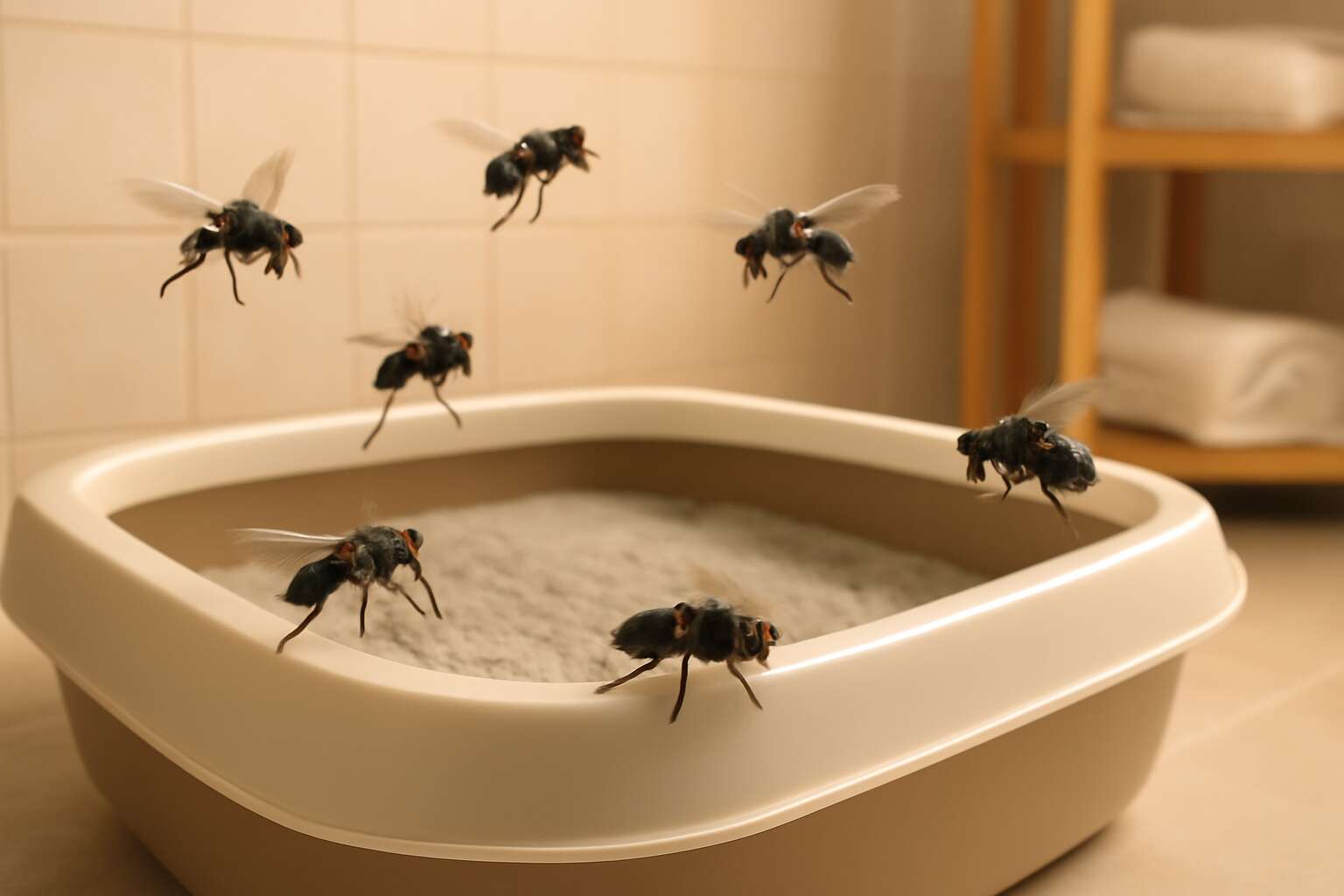flies near litter box