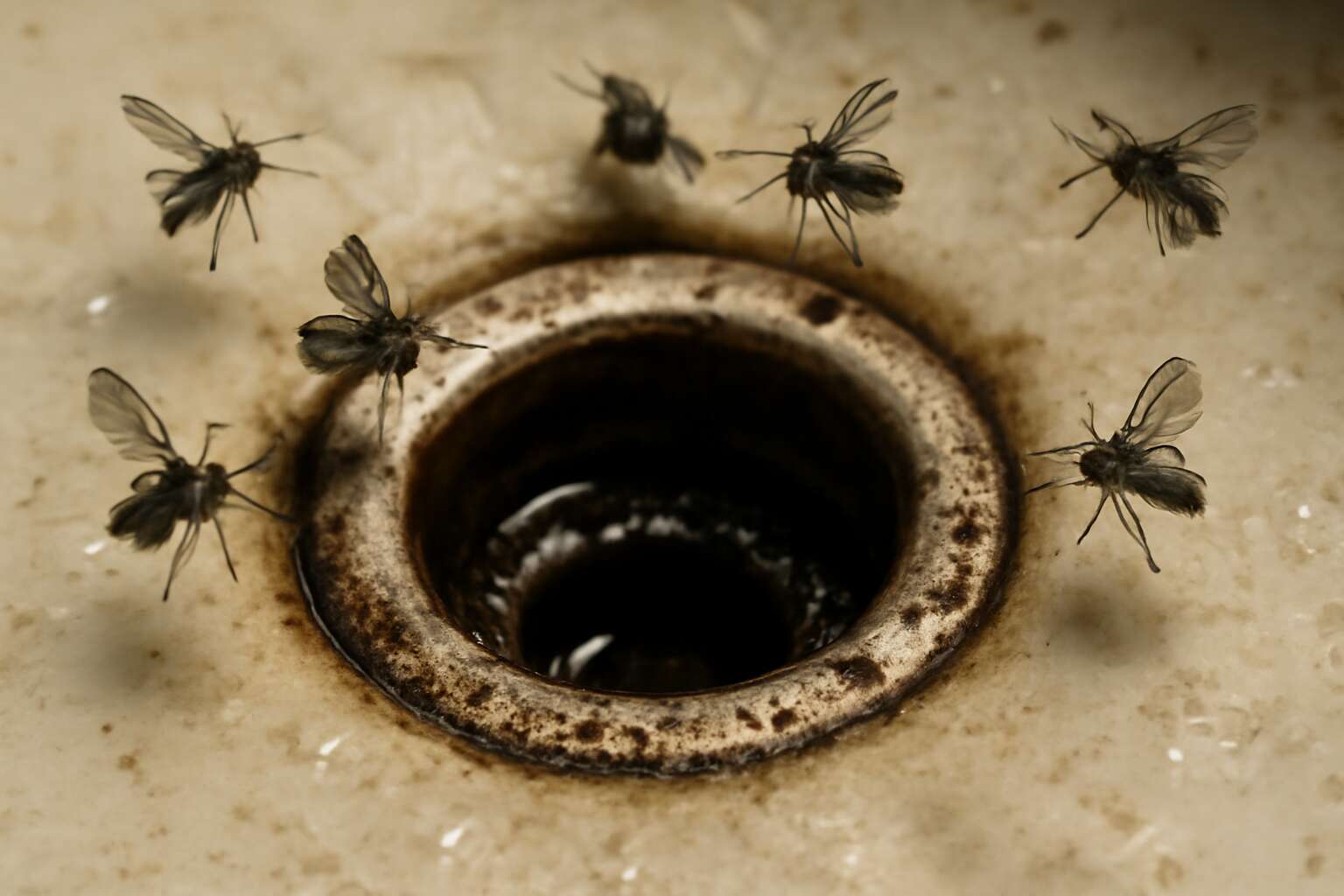 flies near drain