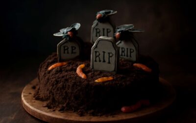 Spooky dessert delight: flies graveyard cake for a jaw-dropping Halloween