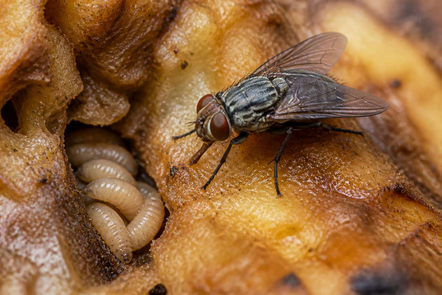 flies laying maggots